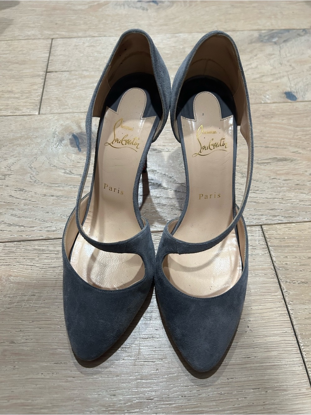 Christian Louboutin Charcoal Suede D'Orsay Heels